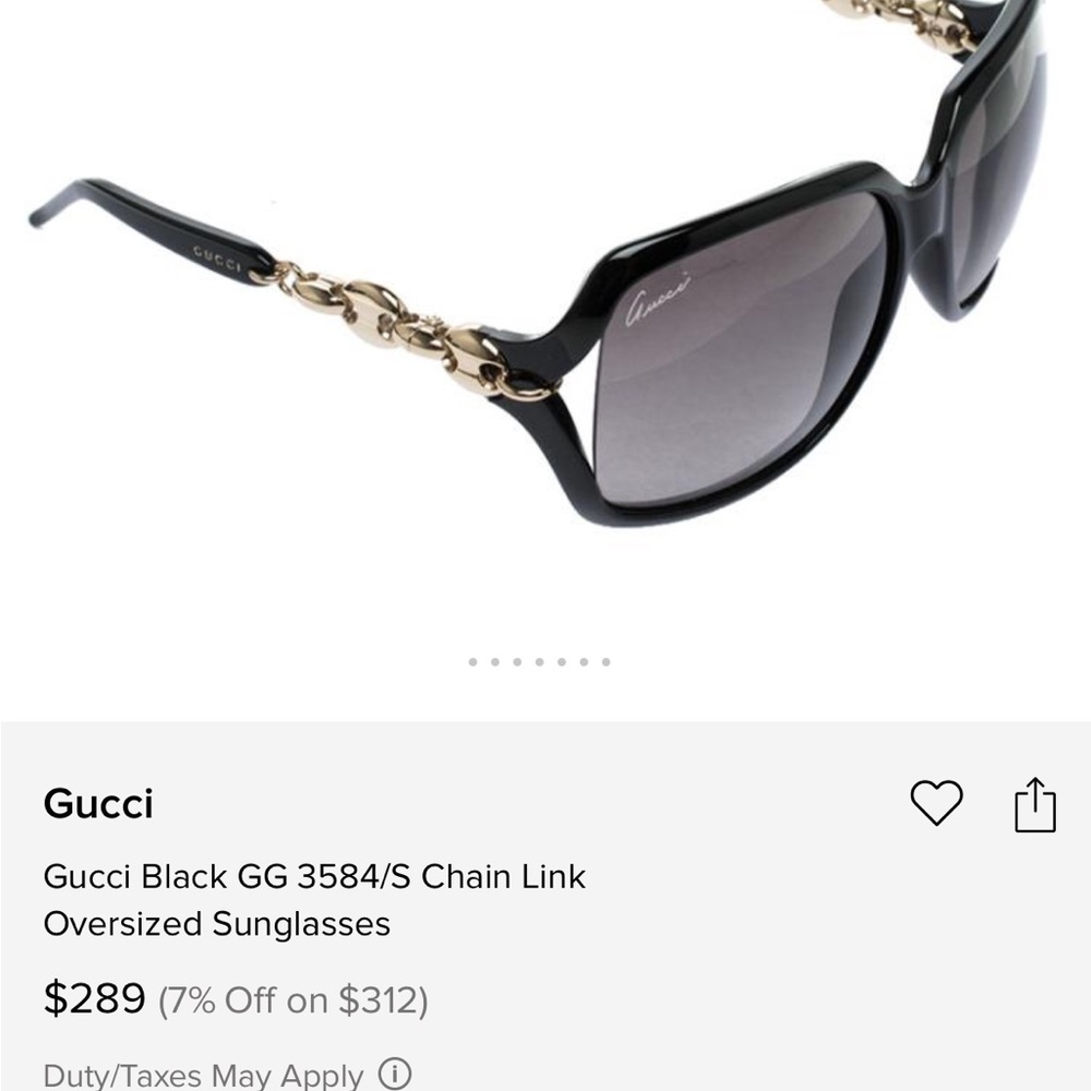 Gucci Black sunglasses GG 3584/N/S Chain Link Oversized Paid $318 Like new